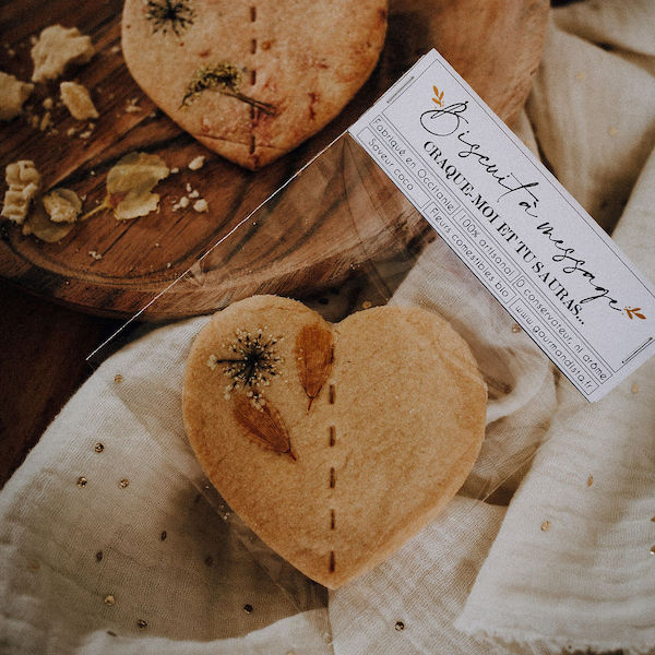 Gourmandista | Biscuits personnalisés | Fortune Cookies Coeur
